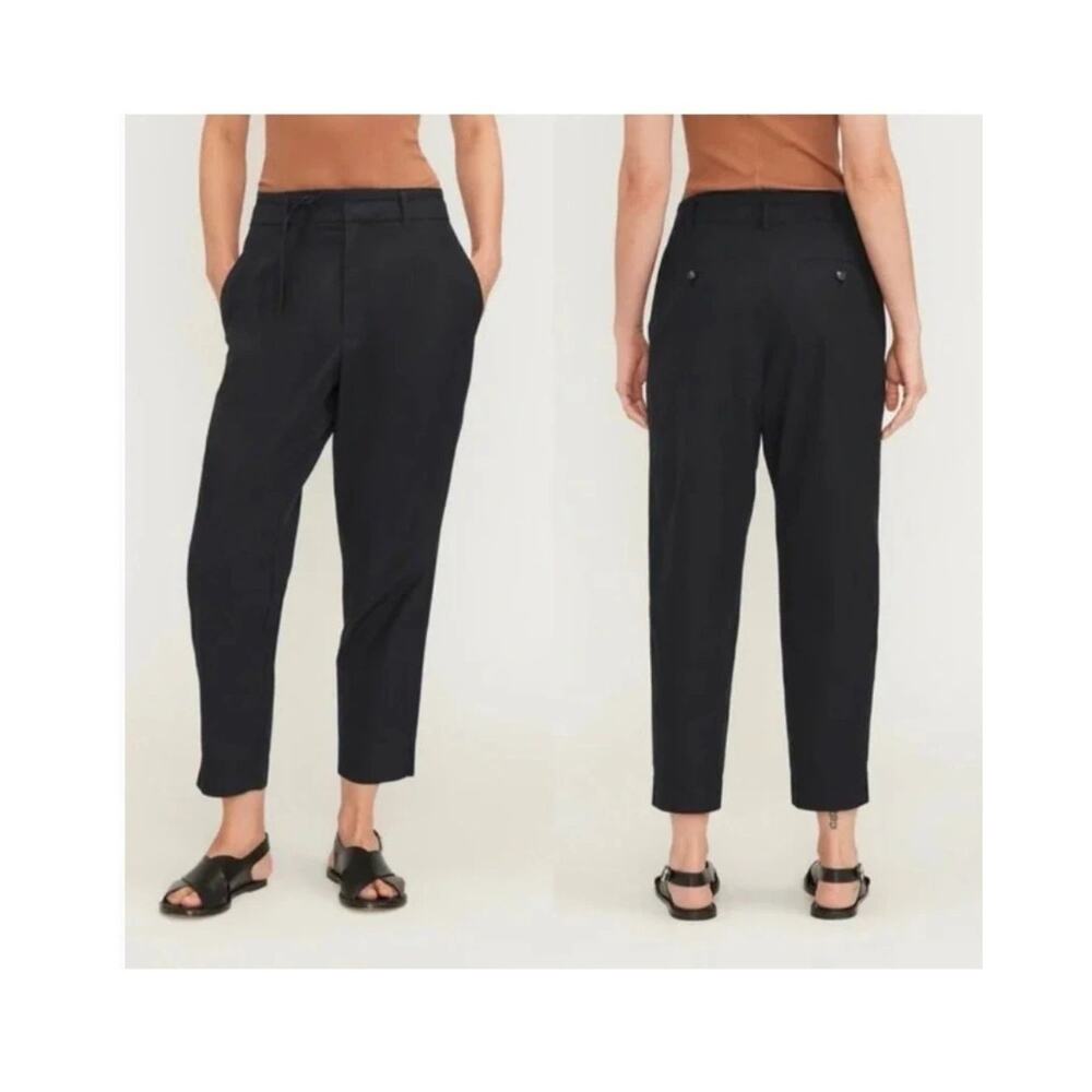 Everlane Women's The Poplin Pleated Taper Pants Size 6 NEW Black Cotton Ankle